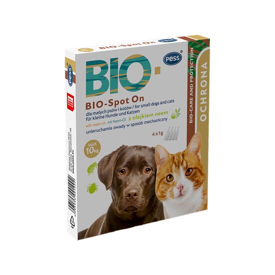 PIPETA ANTIPARAZITARA CAINE SI PISICA MAX 10KG  BIO SPOT ON 4X1G