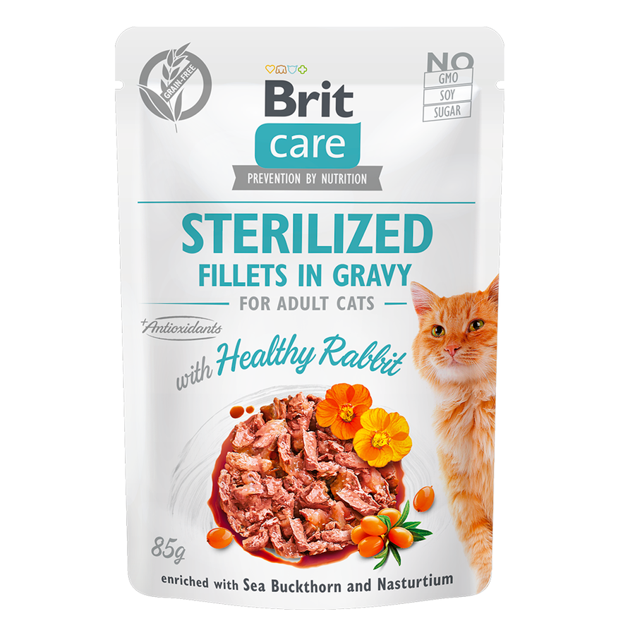 PLIC PISICA BRIT CARE STERILIZAT IEPURE 85GR