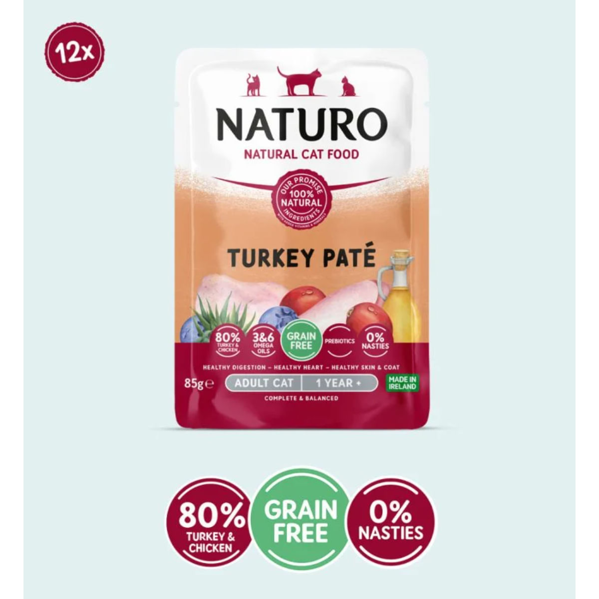 PLIC PISICA NATURO TURKEY PATE ADULT 85GR