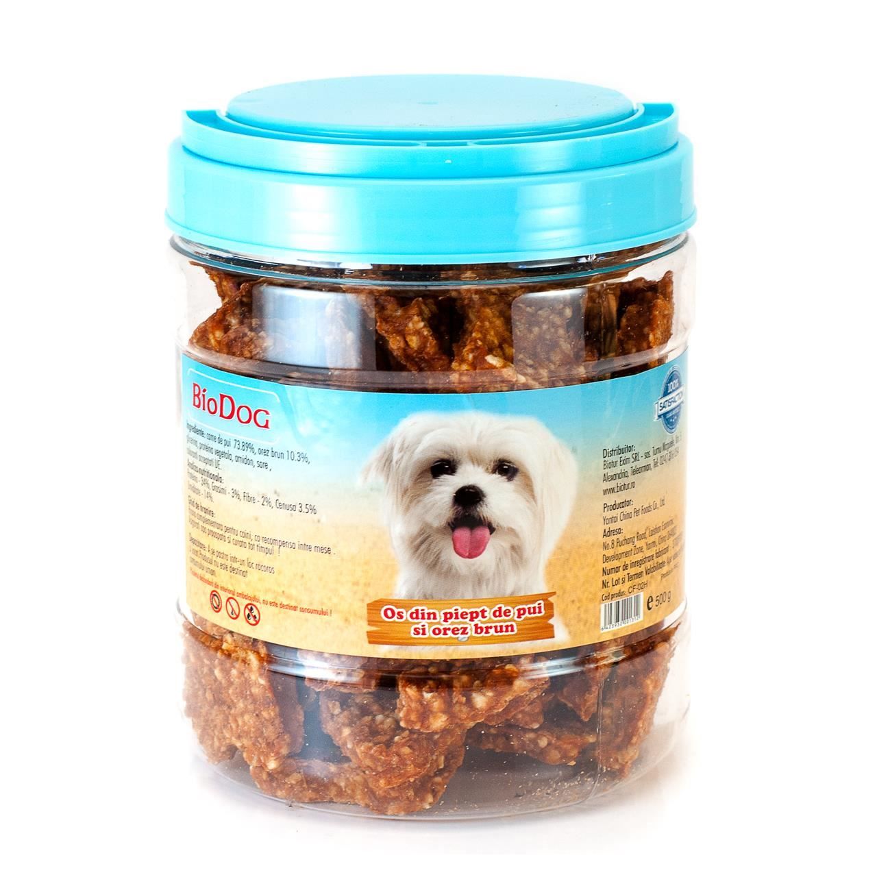 BIODOG SNACK OS DIN PIEPT DE PUI SI OREZ BRUN 500GR
