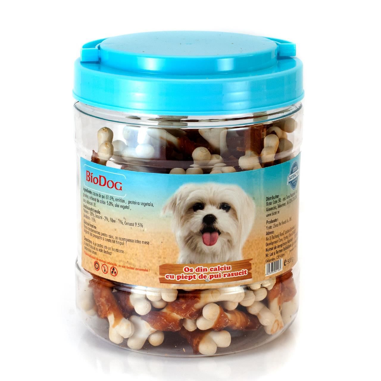 BIODOG SNACK OS DIN CALCIU CU PIEPT DE PUI RASUCIT 500GR
