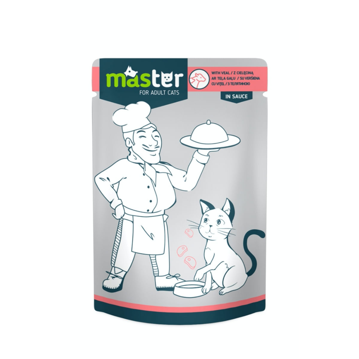 PLIC PISICA MASTER ADULT CAT CARNE DE VITA IN SOS 80GR