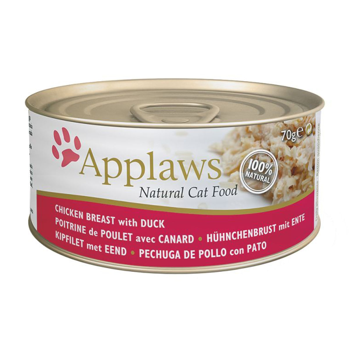 APPLAWS CONSERVA PISICI  PIEPT DE PUI SI RATA IN BROTH 70GR