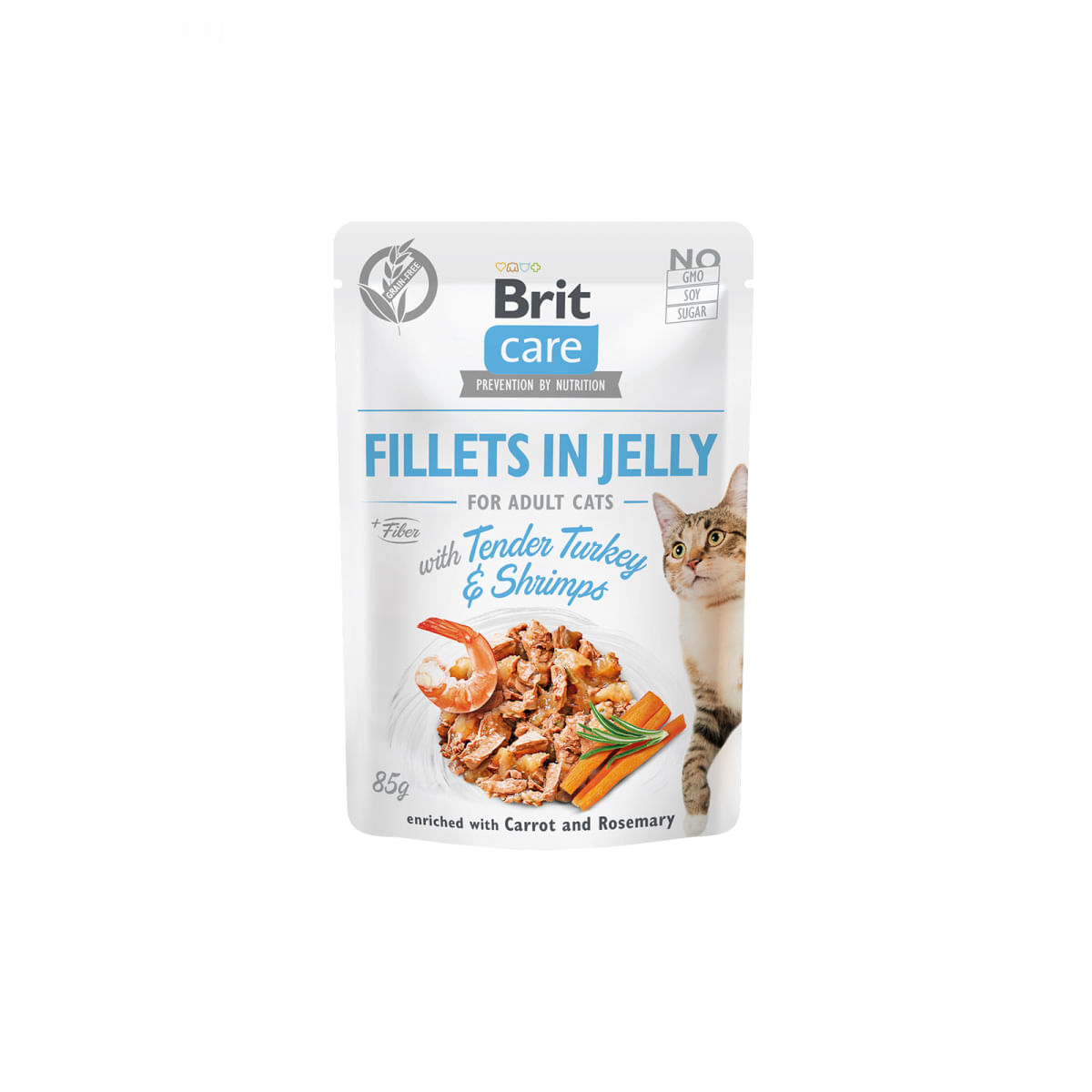 PLIC PISICA BRIT CARE CURCAN SI CREVETI 85GR