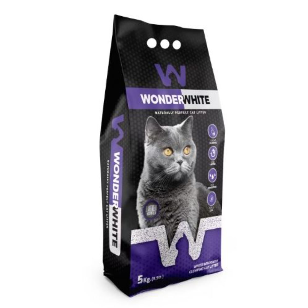 NISIP PISICA WONDER WHITE  LAVANDA  5KG 