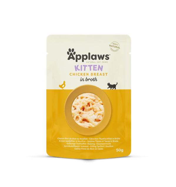 PLIC PISICA APPLAWS KITTEN PIEPT DE PUI IN BROTH 50GR