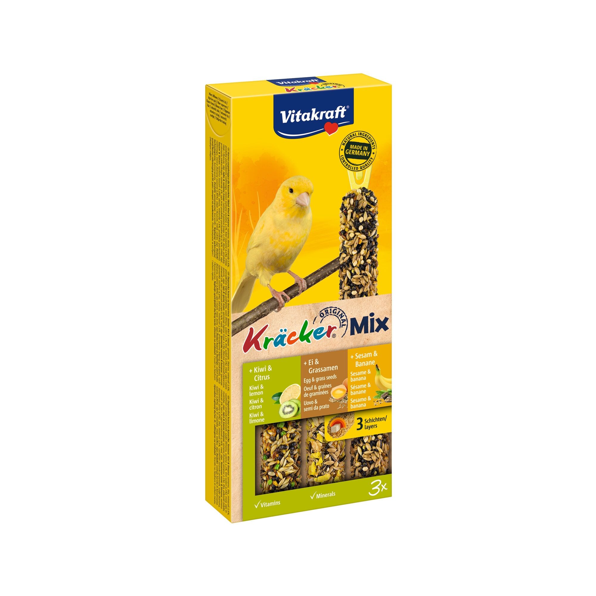 VITAKRAFT KRACKER CANARI TRIO MIX KIWI/BANANE/OU 3 BUC