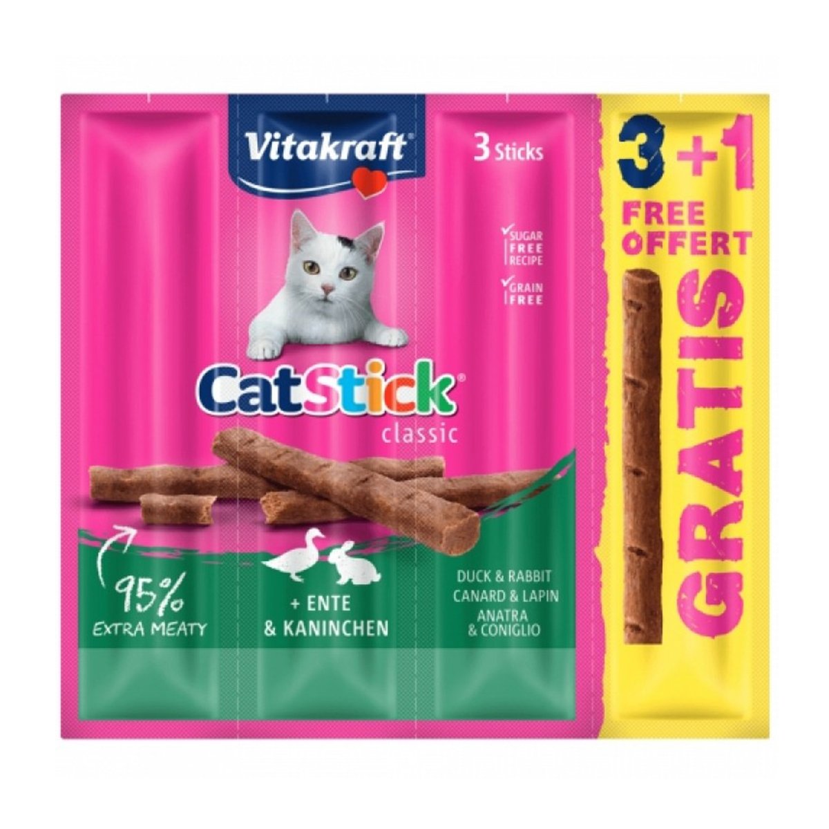 RECOMPENSA PISICA VITAKRAFT CATSTICK RATA SI IEPURE 3+1 GRATIS 24GR