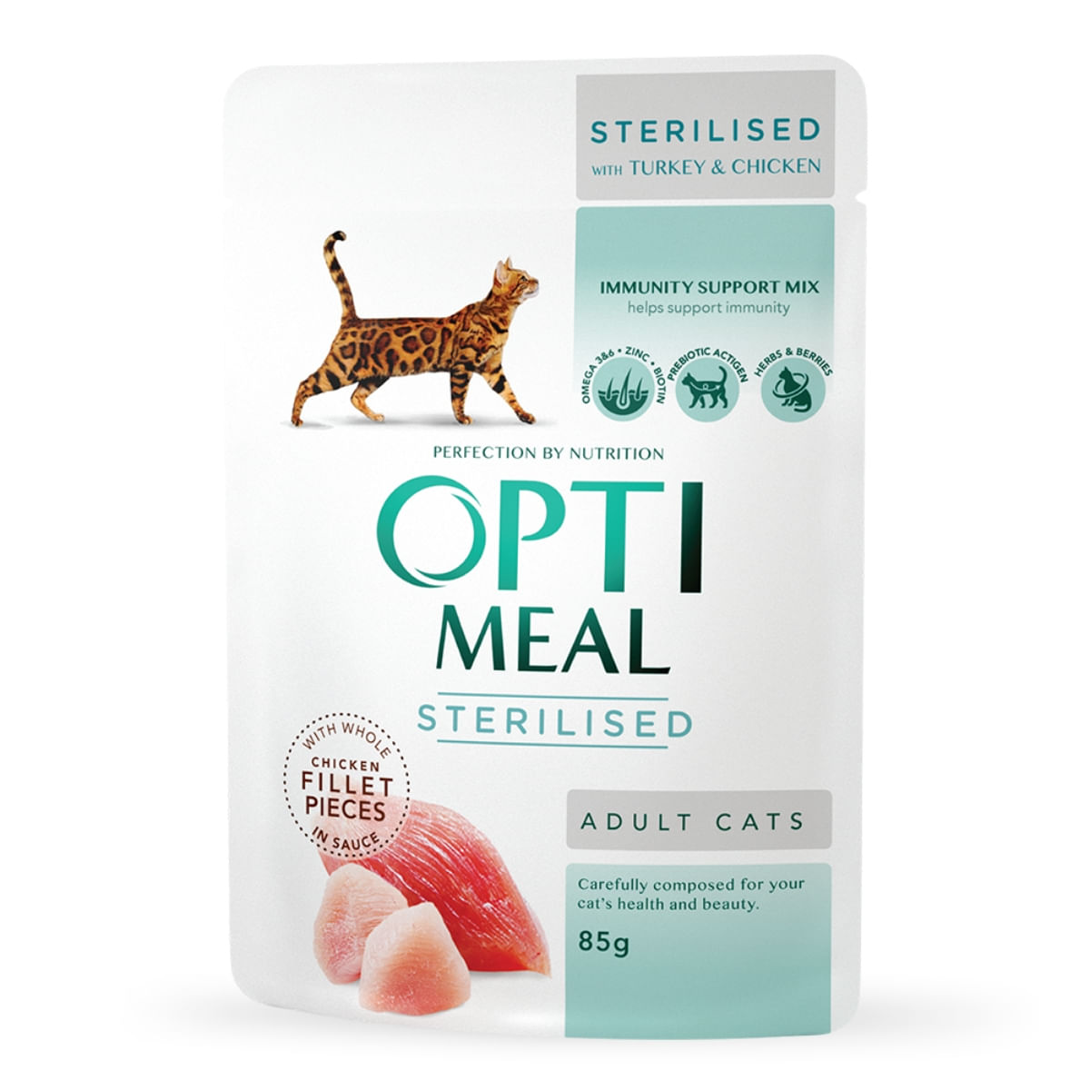 PLIC PISICA OPTIMEAL STERILIZATE CURCAN/PUI 85GR