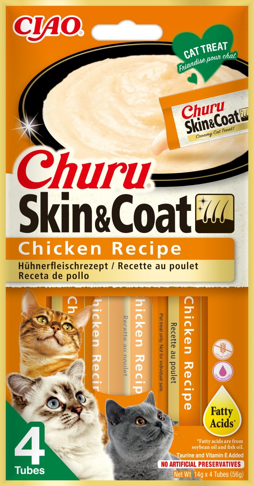 RECOMPENSA PISICA CIAO CHURU SKIN AND COAT PUI 4X14GR