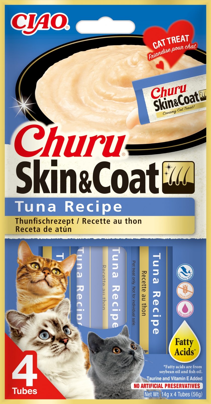 RECOMPENSA PISICA CIAO CHURU SKIN AND COAT TON 4X14GR