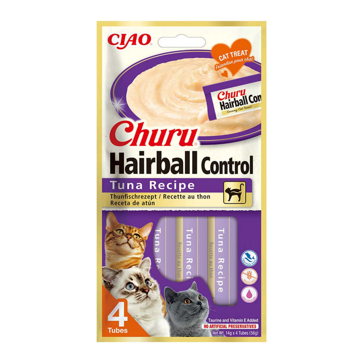 RECOMPENSA PISICA CIAO CHURU HAIRBALL CONTROLL TON 4X14GR