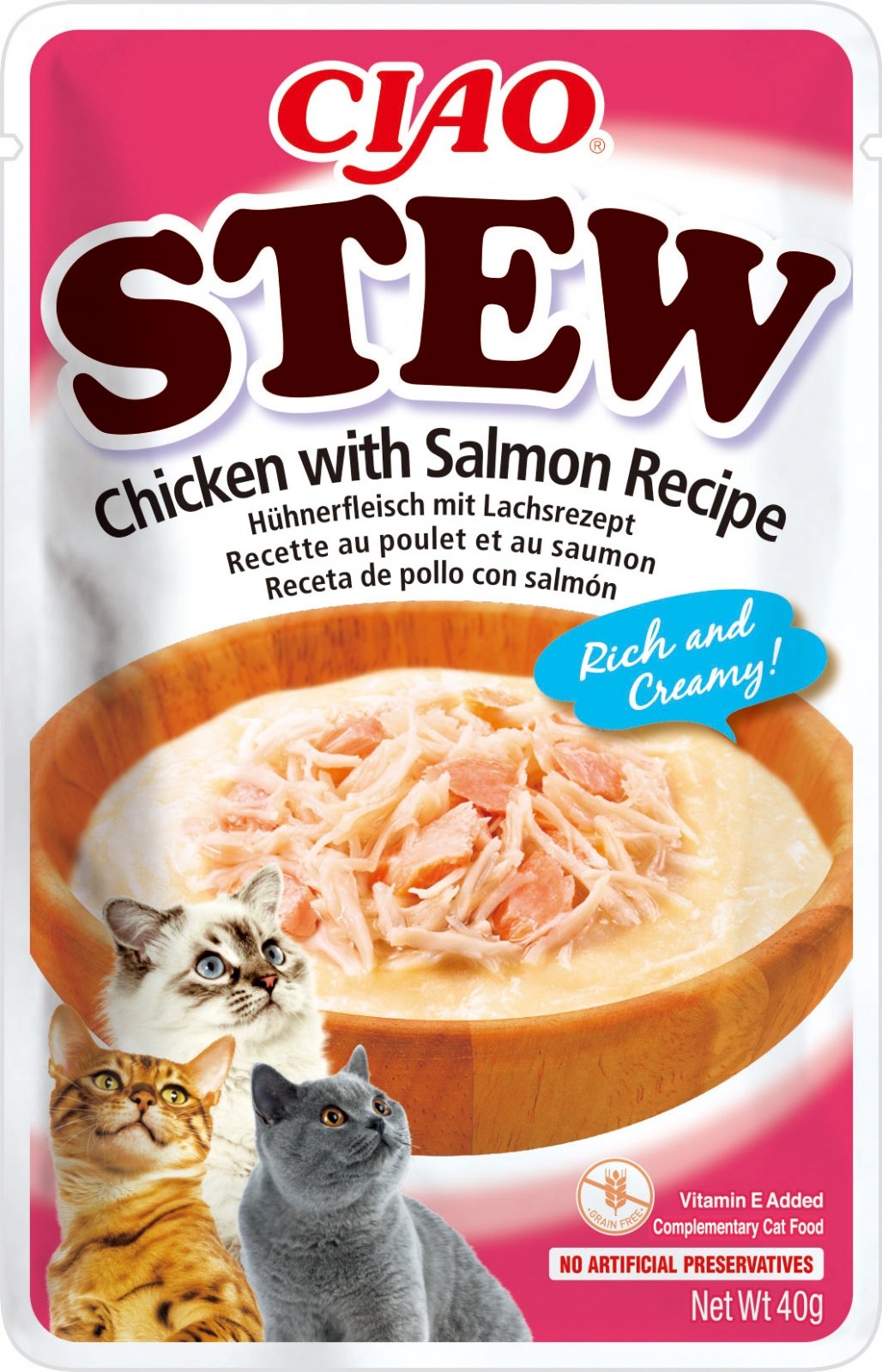 PLIC PISICA CIAO STEW PUI CU SOMON 40GR