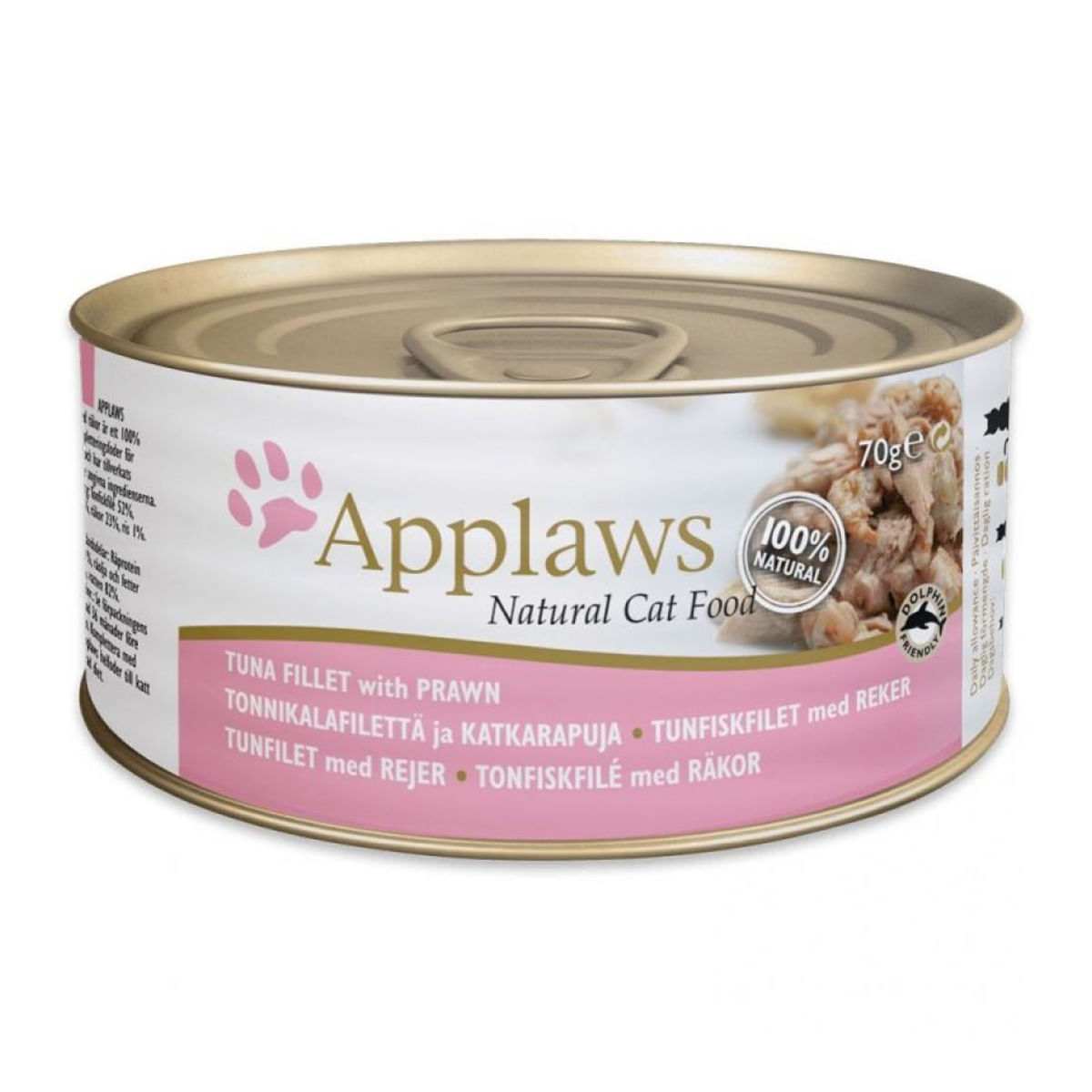 APPLAWS CONSERVA PISICI TON CU CREVETI IN BROTH 70GR