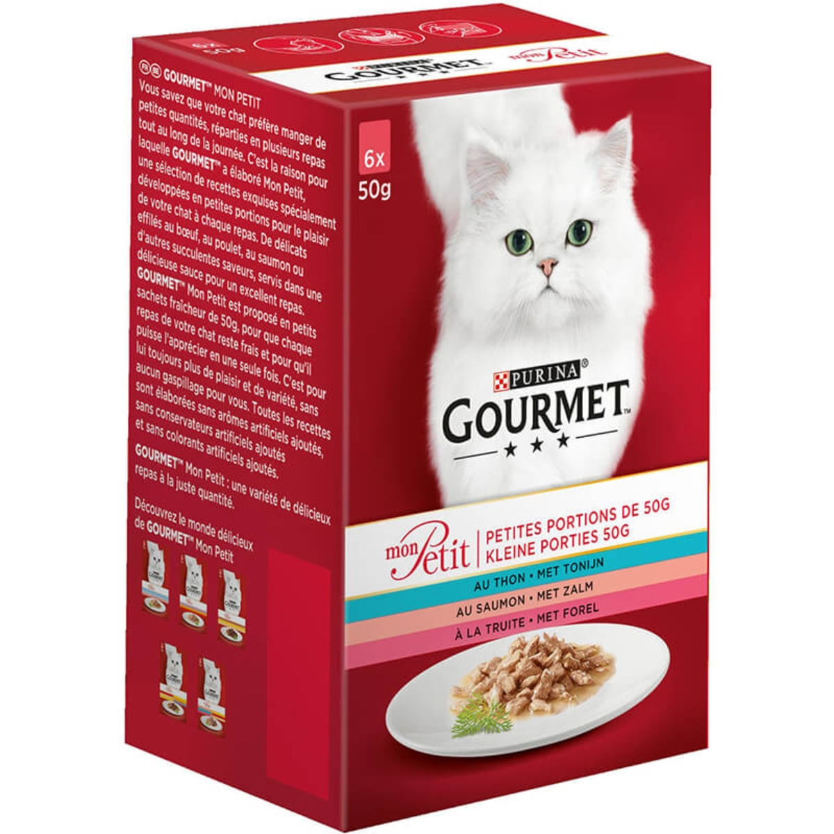 PLIC PISICA PURINA GOURMET MON PETIT INTENSE TON/SOMON/PASTRAV 6X50GR