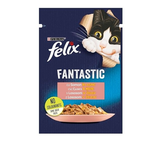 PLIC PISICA PURINA FELIX FANTASTIC CU SOMON 85GR