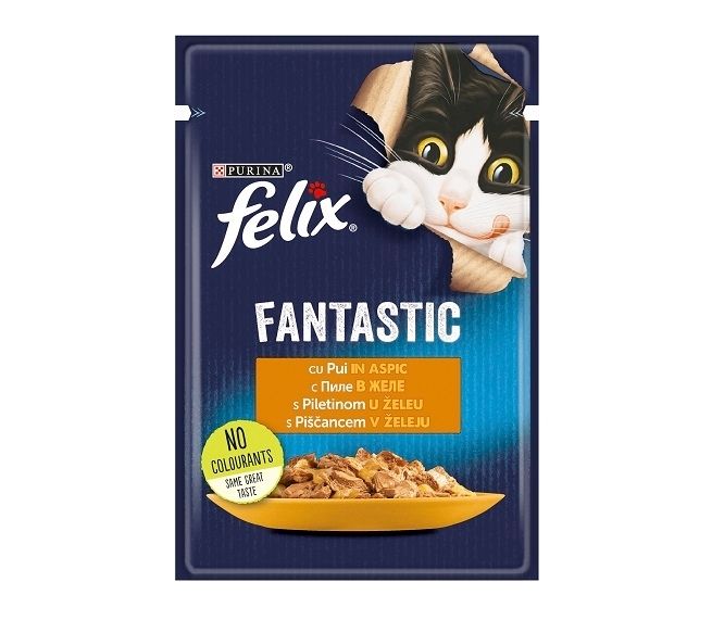 PLIC PISICA PURINA FELIX FANTASTIC CU PUI 85GR