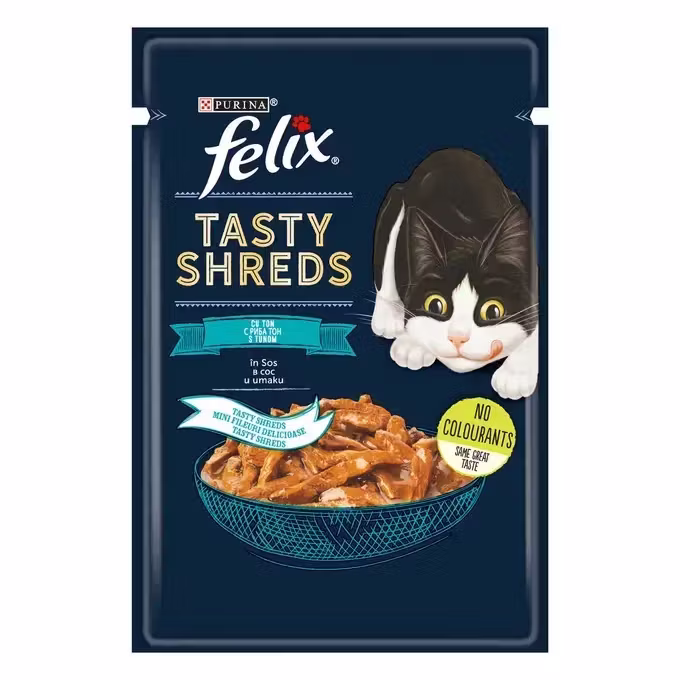 PLIC PISICA PURINA FELIX TASTY SHREDS CU TON 85GR