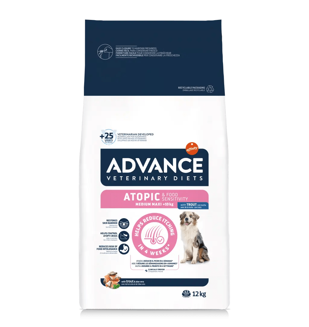 HRANA CAINE ADVANCE VETERINARY ATOPIC MEDIUM MAXI +10KG PASTRAV 12KG