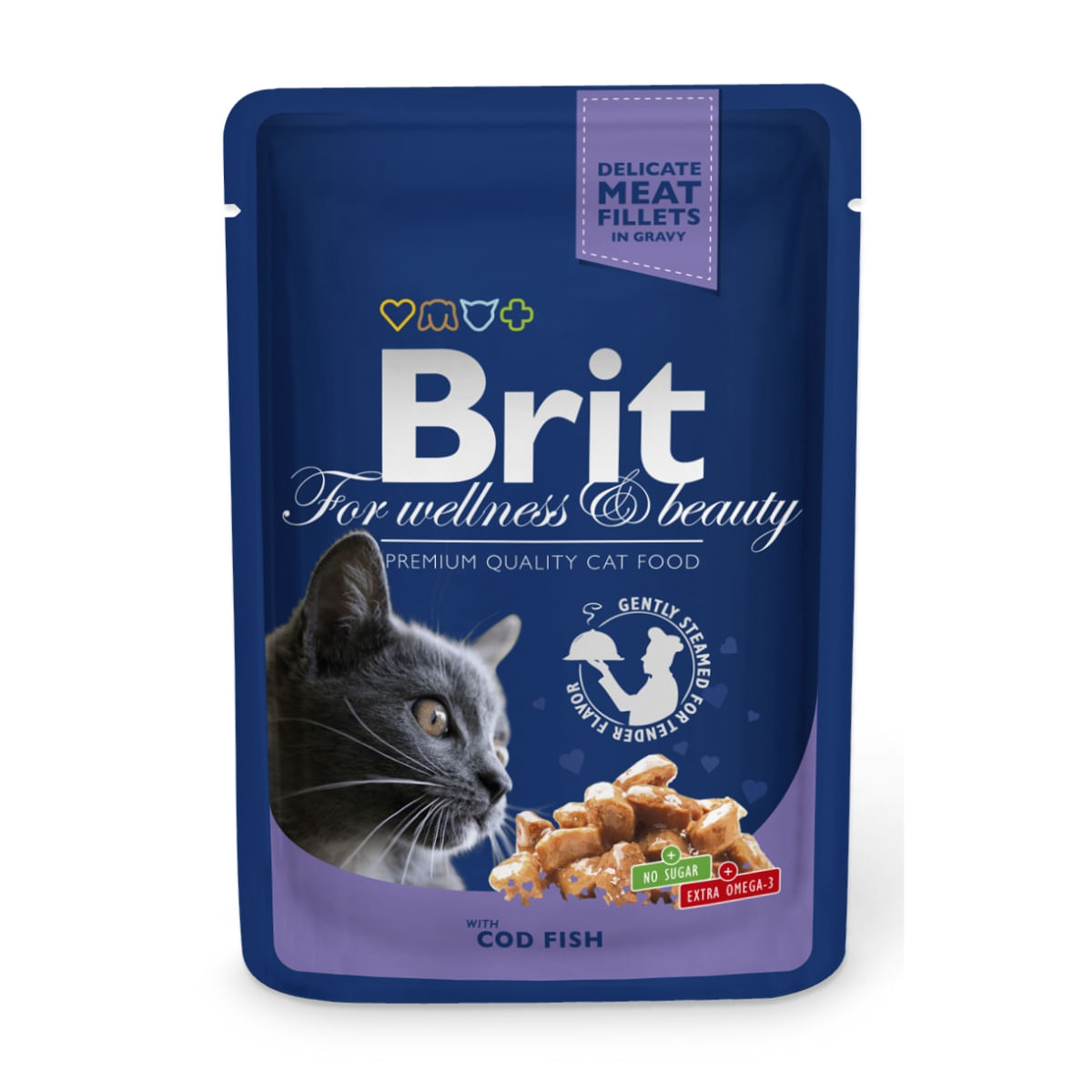 BRIT PREM.CAT PLIC CU CARNE DE COD 100 GR